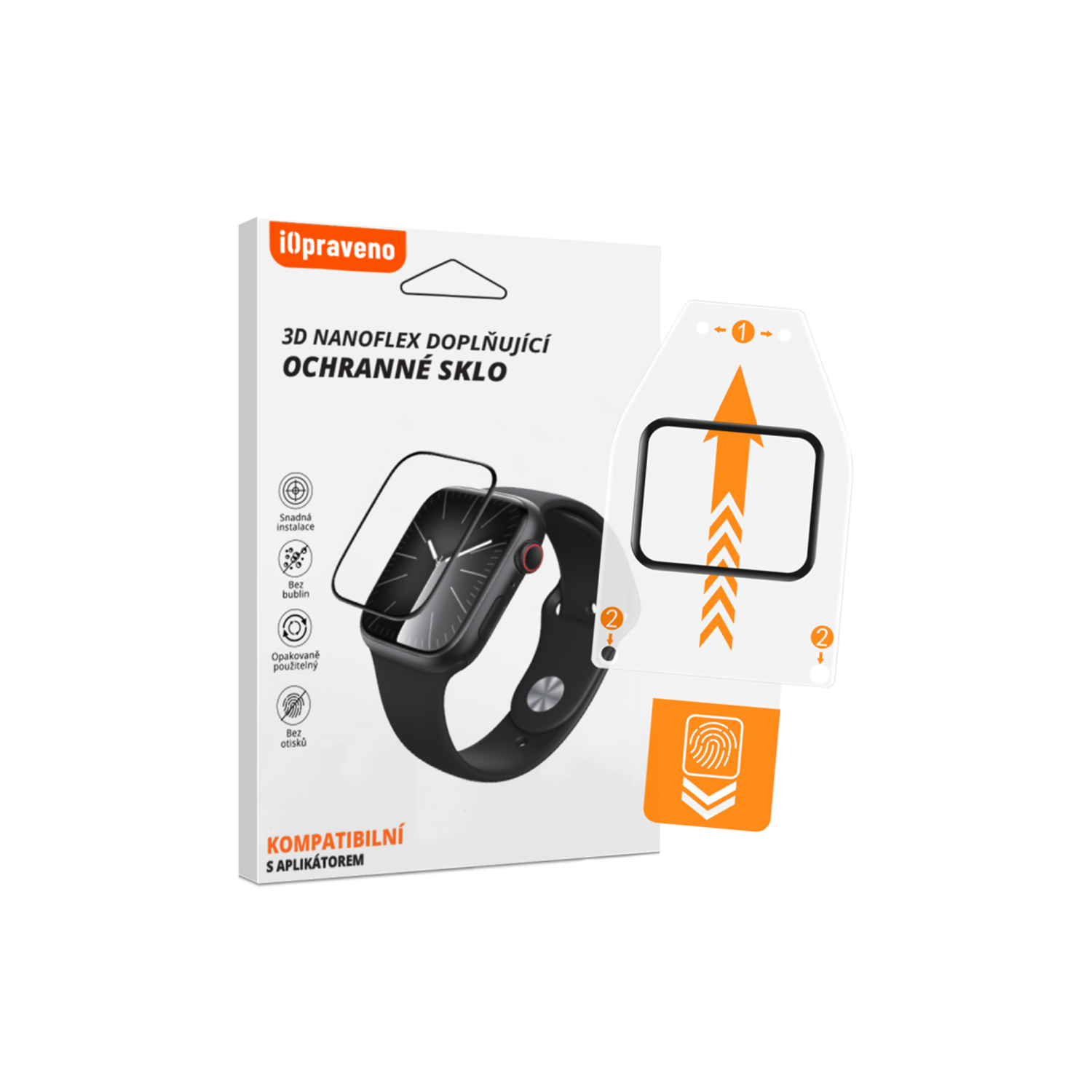 iOpraveno 3D NANOFLEX doplňující ochranné sklo pro Apple Watch (bez aplikátoru).