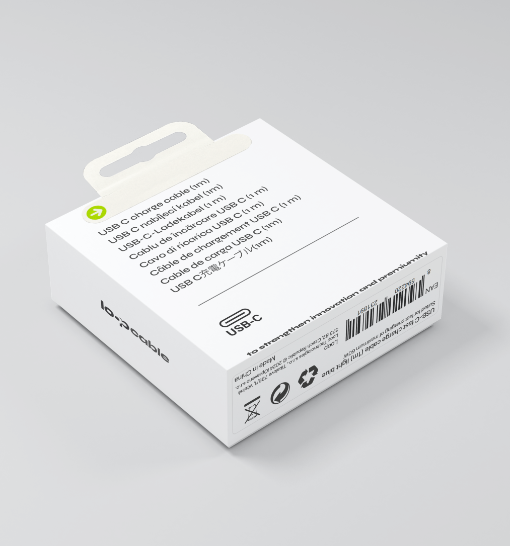 USB-C fast charge cable (1m) - šedá.