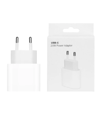 OEM adaptor de încărcare USB-C de 20W pentru dispozitive Apple . Un cablu de încărcare/date nu este inclus. Adaptorul cu un sist