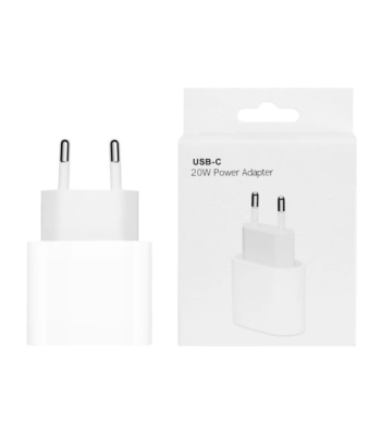 Apple genuine 20W USB-C charging adapter for Apple devices. The included package is not a charging/data cable. The adapter with 