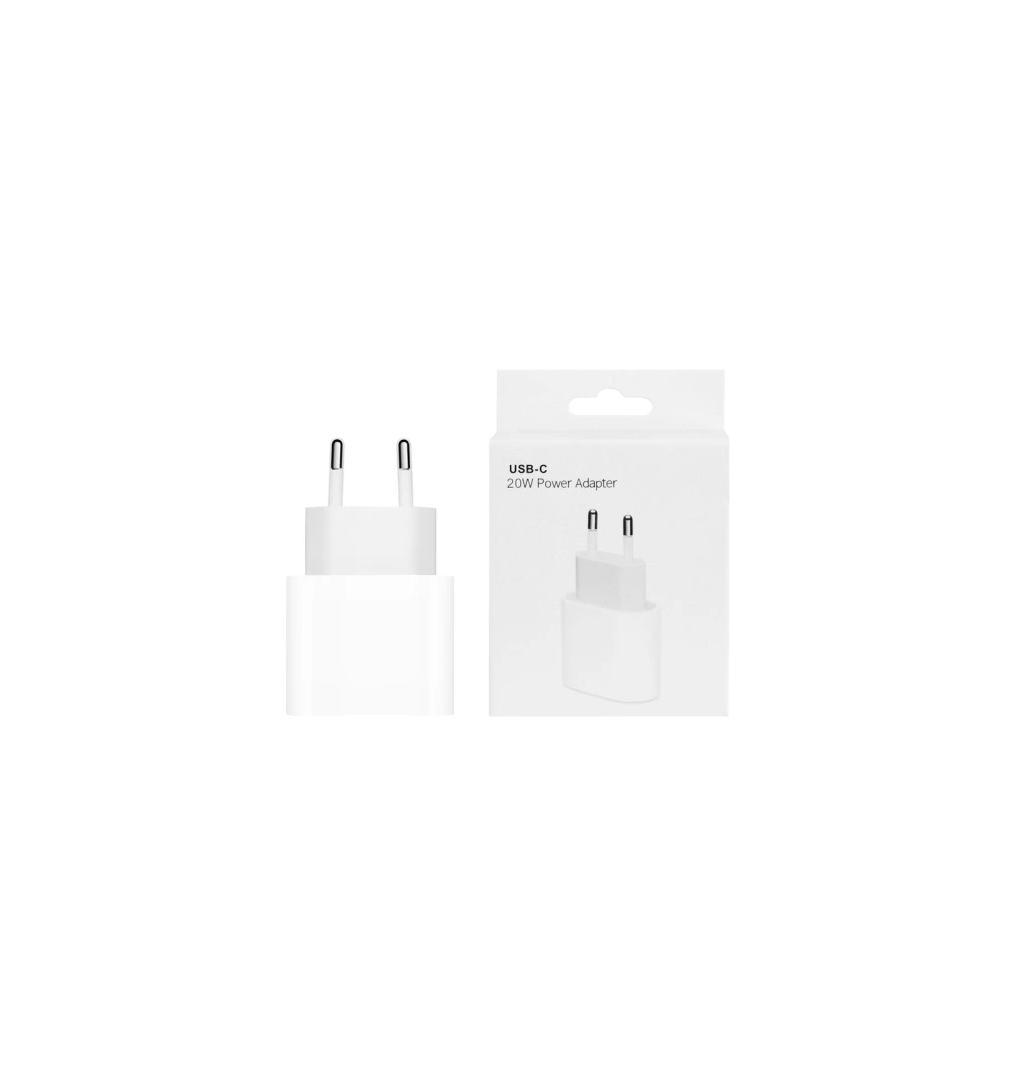 OEM adaptor de încărcare USB-C de 20W pentru dispozitive Apple . Un cablu de încărcare/date nu este inclus. Adaptorul cu un sist